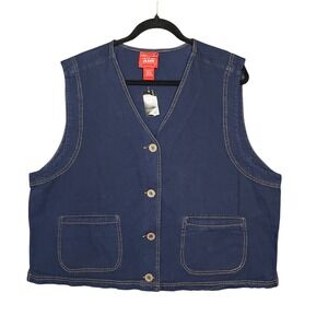 Vtg Venezia Jeans Denim Vest 18/20 NWT 90s Y2K Utility Workwear Oversized Chore